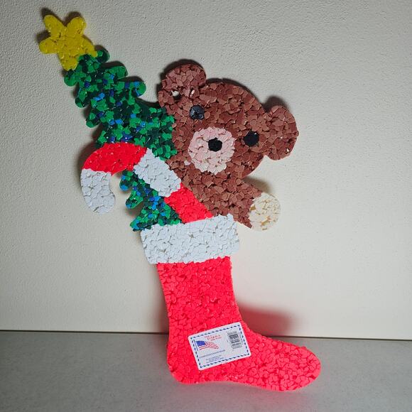 Vintage melted wax popcorn stocking and toys decoration - Picture 2 of 3